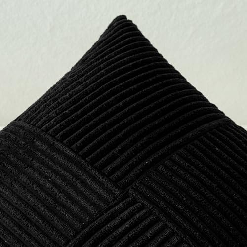 MIULEE Black Decorative Lumbar Throw Pillow Covers 14x24 Inch 2 Pack
