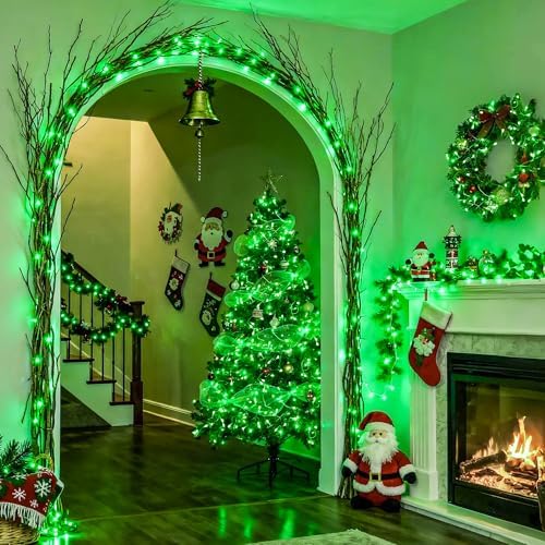 JMEXSUSS 91.5ft Connectable 250 LED Green Christmas String Lights Indoor