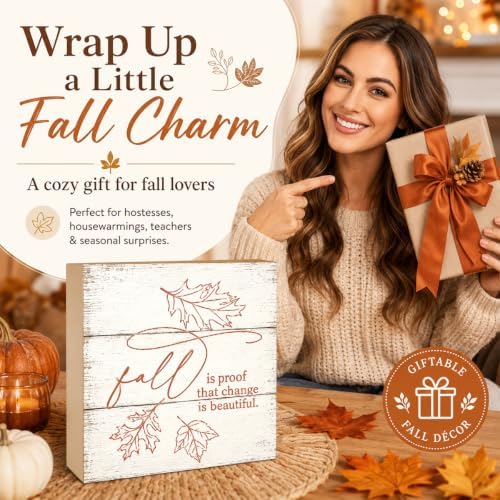 Fall is Proof That Change is Beautiful Sign | Minimal Leaf Wall Art