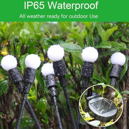 6 Pack Solar Firefly Lights Outdoor Swaying Garden Decor 48 LED Cool White