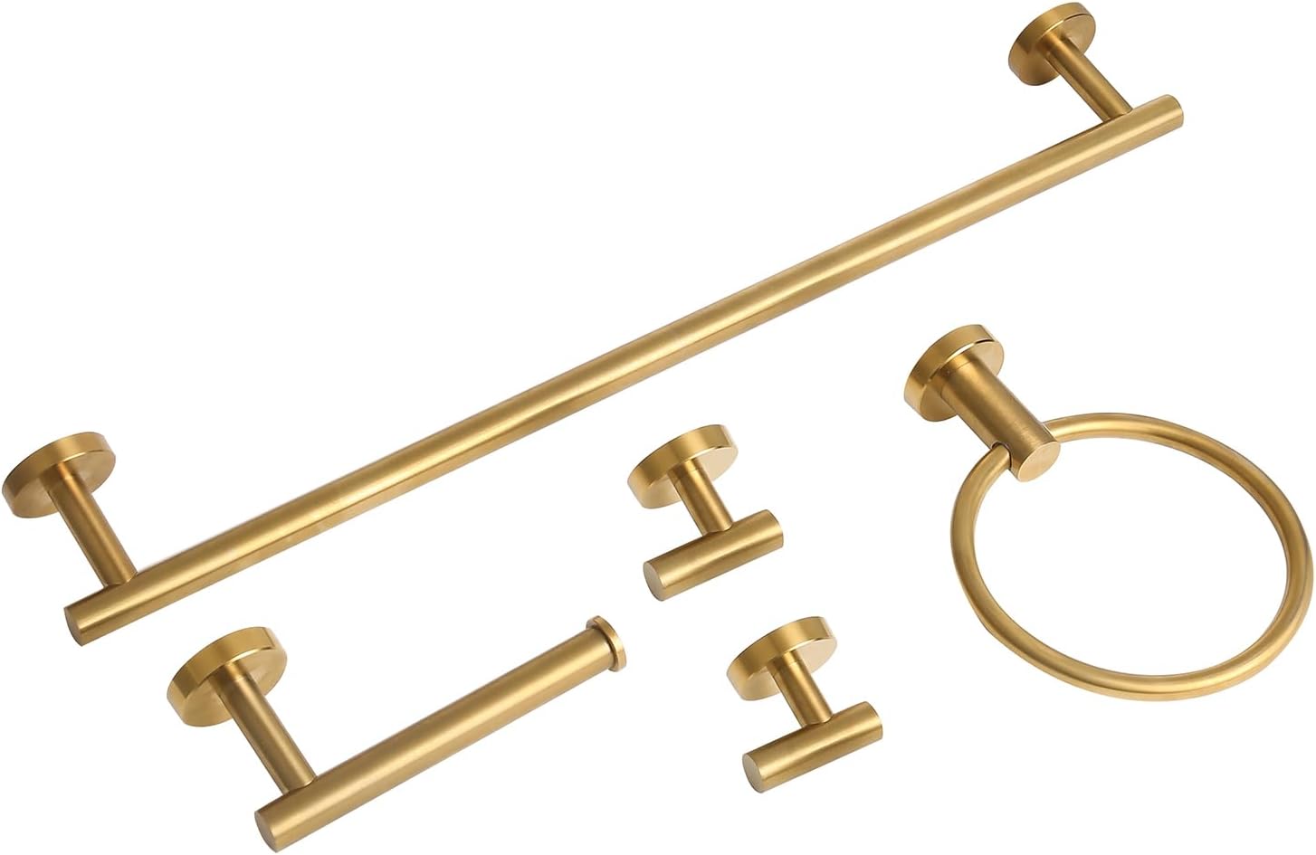 Brushed Gold Bathroom Hardware Accessories Set 5 Piece, Stainless Steel Bath Towel Bar Set 24 Inch,Toilet Paper