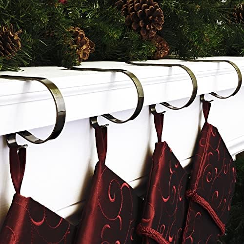 Haute Decor The Original MantleClip® Stocking Holder 4 Pack - Hang Christmas Stockings Safely and Securely from Mantels Up to 3 Inches Thick