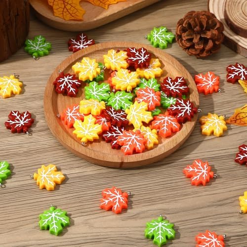 48Pcs Fall Ornaments, Maple Leaf Ornaments for Small Tree