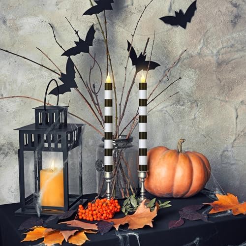 Honoson 6 Pcs Halloween Flameless Taper Candles 10.6 Inch Table Home Decor
