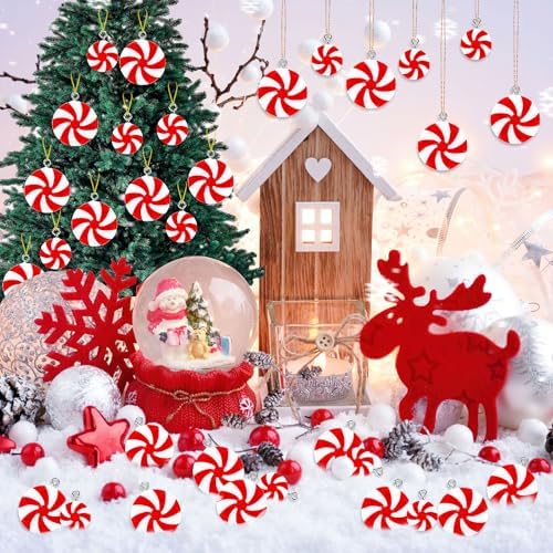 36Pcs Mini Christmas Peppermint Candy Ornaments for Tree