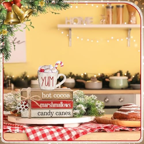 4 Pcs Christmas Table Decorations, Hot Cocoa Bar Wooden Signs