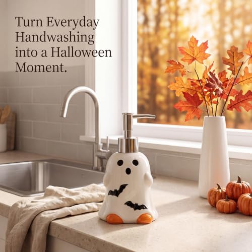 Potchen Ghost and Bat Soap Dispenser Ceramic Pump Bathroom Decor