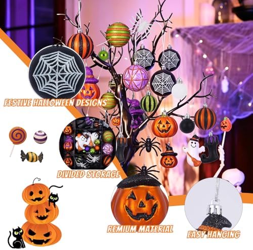 Halloween Ball Ornaments Set for Tree Decorations, 35 Pack