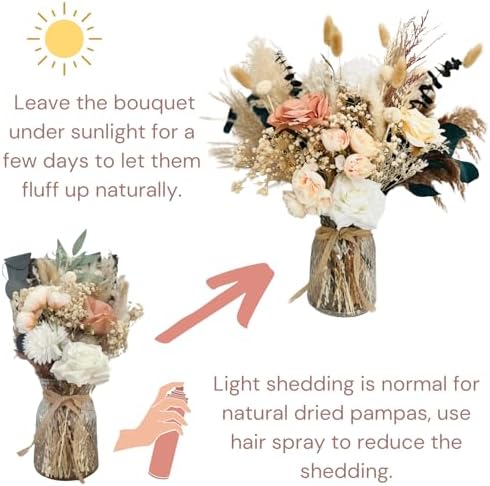 Luxury Floral Arrangement with Vase - Pampas Grass & Artificial Flowers