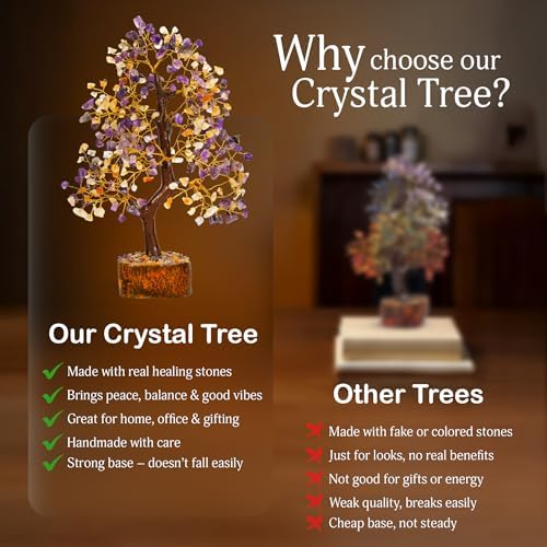 YATSKIA Amethyst Citrine Money Tree, Gem Tree, Crystal Gifts | Crystal Tree of Life Decor | Boho Home Decor | Birthday