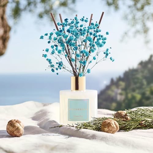 COCORRÍNA Reed Diffuser - Ocean Mist 6.7 Fl.oz Reed Diffuser Set with Sticks & Preserved Baby's Breath, Reed Diffuser