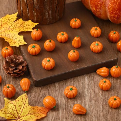 60Pcs Mini Artificial Pumpkins,Small Resin Pumpkins for Crafts