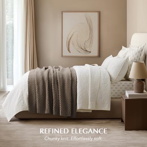 EVERGRACEHOME Chunky Chenille Knit Throw Blanket, 60 x 80, Mocha Brown