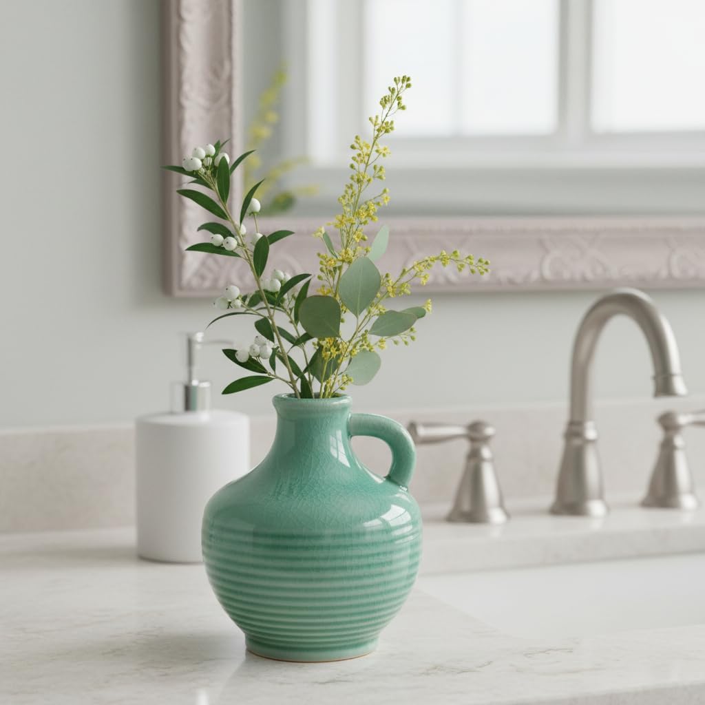 Green Ceramic Vase / 6 Inch / Mint Green - 6