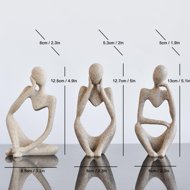 Pcs Resin Trendy Abstract Art Sculpture Collectible Figurines Home / Sand / White / Set of 3