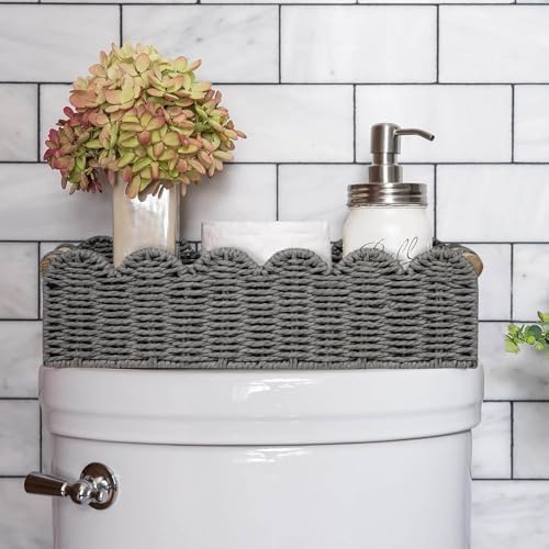 CubesLand Scalloped Toilet Paper Storage Basket W/Handle for Home Decor