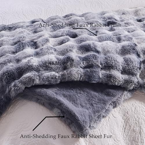 BENVWE Fluffy Faux Fur Throw Blanket for Couch - Soft, Plush, Thick, Cozy, Fuzzy Luxury Bubble Blanket for Home Living