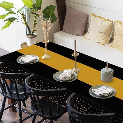 Childom 3 Pack Black and Gold Tablecloths for New Years Eve Party Supplies