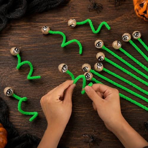 Watayo 16 Pcs Halloween Eyeball Picks, 10" Bendable Spooky Eye Ball Stems