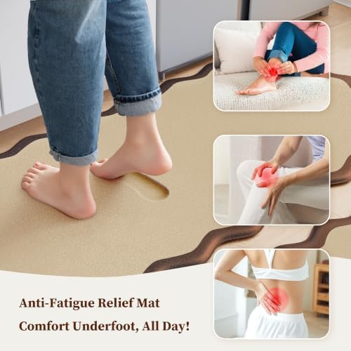 Arenarug Scalloped Kitchen Mats for Floor, Terracota Kitchen Rugs Set of 2