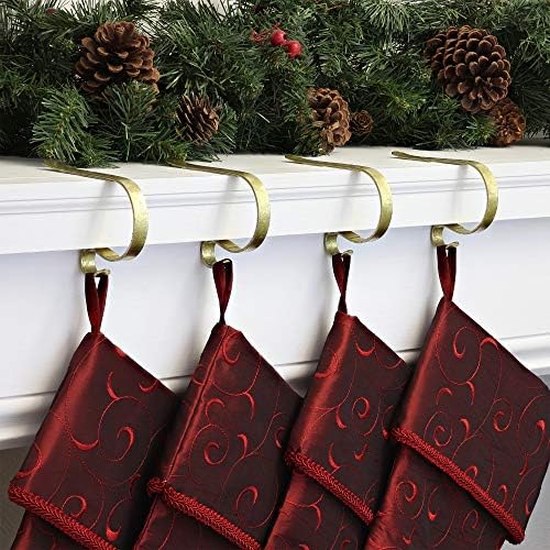 Haute Decor The Original MantleClip® Stocking Holder 4 Pack - Hang Christmas Stockings Safely and Securely from Mantels Up to 3 Inches Thick