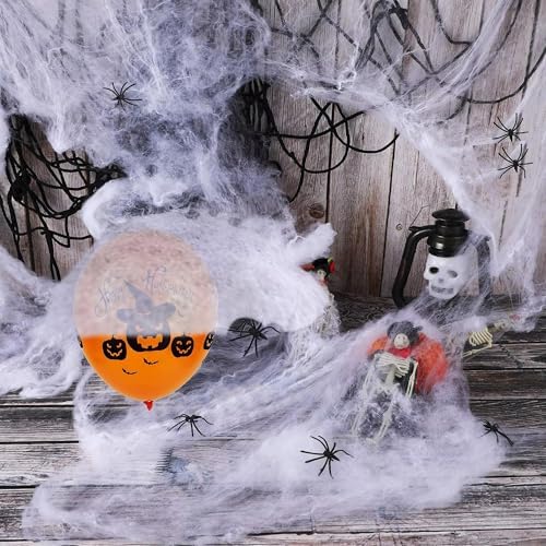 Halloween Spider Web Decoration, Cobwebs Halloween Decorations,Cobwebs Come With 20pcs Mini Spiders (500sqft+20Spiders)