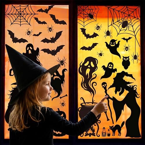 Jenlion Halloween Window Clings Decorations Indoor, Reusable Static Stickers Decals for Glass Door Home Kids Party Decor