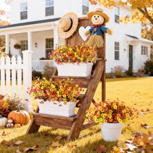 INQCMY 24 Pcs Artificial Mums for Outdoors Planters Fake Flowers Fall Decor
