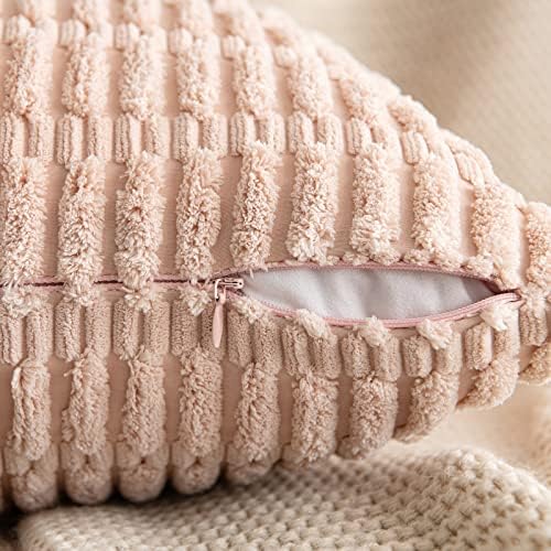 MIULEE Corduroy Decorative Throw Pillow Covers 20x20 Pink Pack of 2
