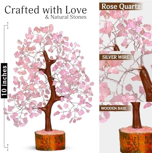 YATSKIA Rose Quartz Crystal Tree of Life | Birthday Gifts for Women | Feng Shui Money Tree | Boho Home Decor | Gifts