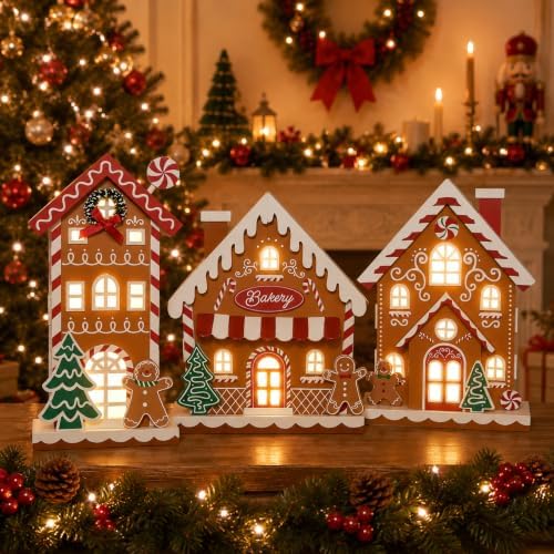Gingerbread House Christmas Decorations for Home Light Up Christmas Decor
