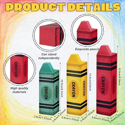 GlikCeil 3 Pcs Back to School Table Decoration Crayon Classroom Decor