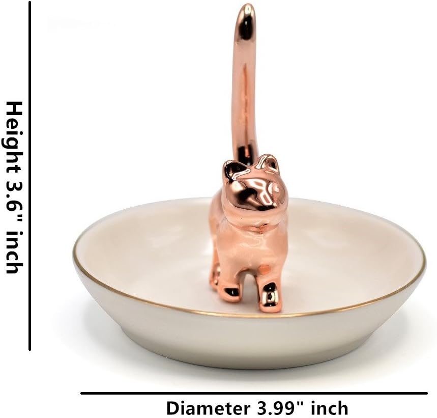 Ring Holder Jewelry Tray-Handmade Cat Ring Dish / Rose Gold-2