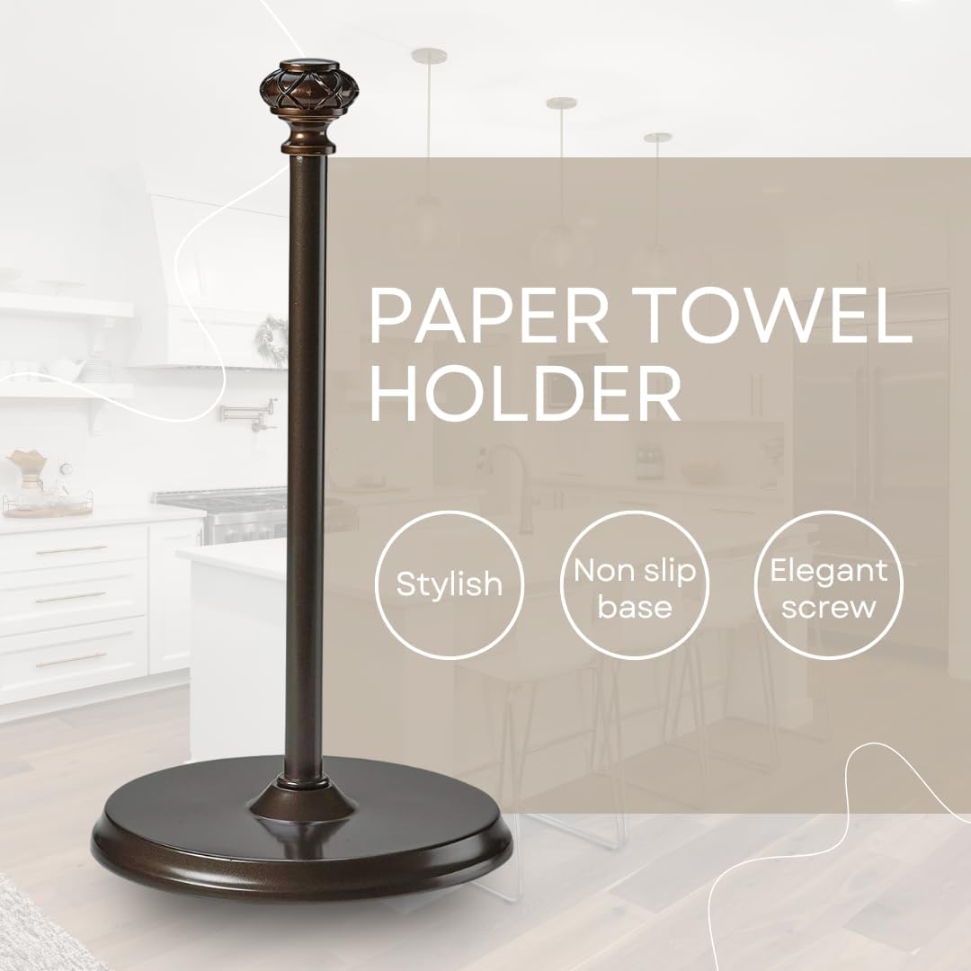 Paper Towel Holder Stand for Countertop, Decorative Freestanding | Paper Towel Holder with Non-Slip Weighted Base
