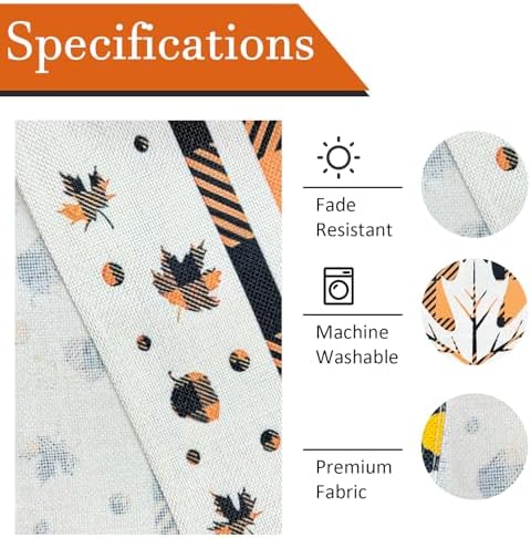 Niviy Maple Leaves Fall Table Runner with Buffalo Plaid, 13 x 108 Inch Seasonal Autumn Thanksgiving Table Decoration for Home Kitchen Dining Outdoor Indoor Holiday Farmhouse Decor