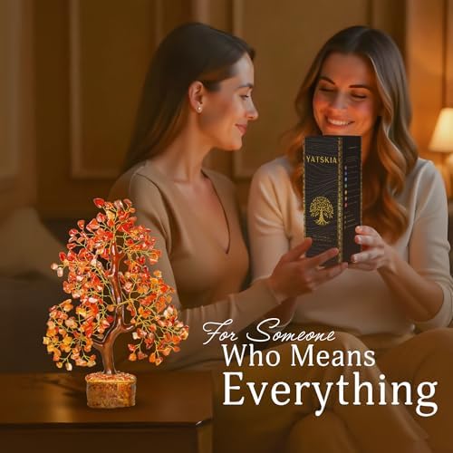 YATSKIA Carnelian Crystal Tree | Natural Crystal Desk Decor for Women | Crystals and Stones | Money Tree Decor