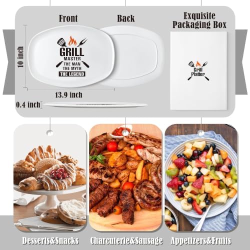 R HORSE Melamine Grill Platter Gift, BBQ White Oval Serving Tray Plate