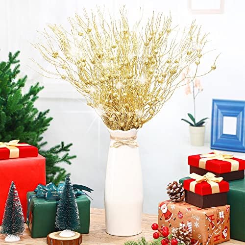 Giegxin 16 Pack 17 Inch Champagne Berry Stems Christmas Tree Filler