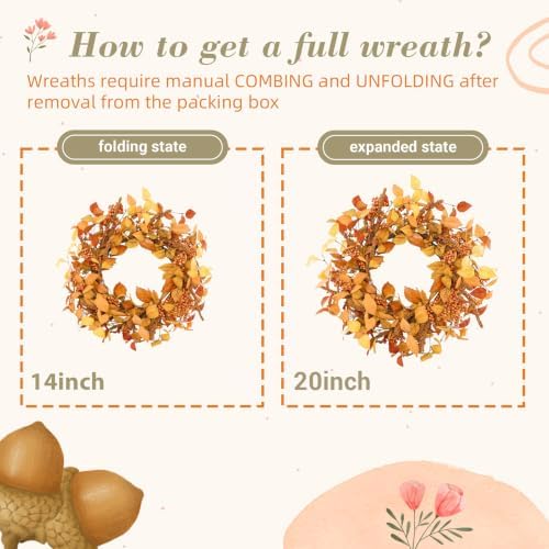 YNYLCHMX 20" Fall Wreath for Front Door, Eucalyptus and Sorghum Decor