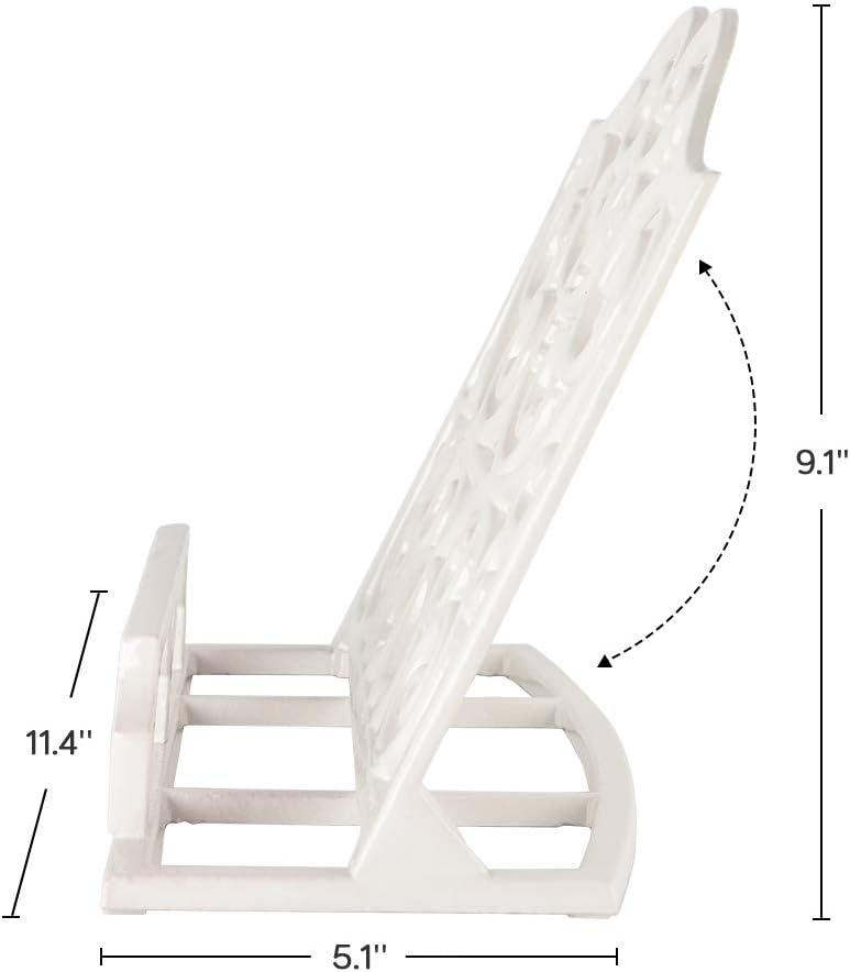 JOGREFUL Cast Iron Cookbook Stand, Kitchen Recipe Holder Scrollwork White | Heavy-Duty Book Vintage Holder, Reading