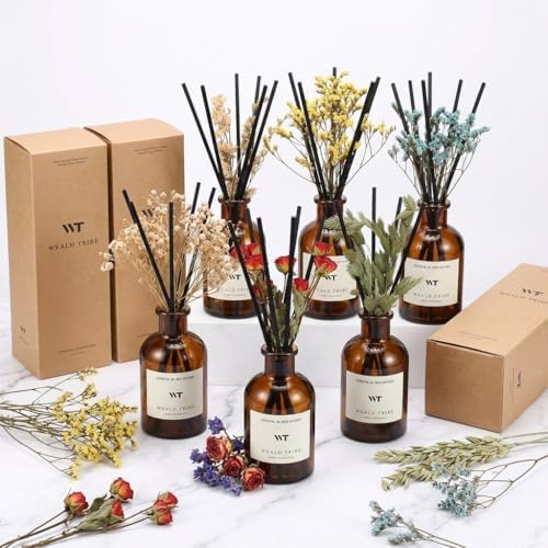 WEALD TRIBE Reed Diffuser Set for Bathroom Air Fresheners, Oil Diffuser Sticks | Sandalwood Rose Scent 4.0 fl oz Home