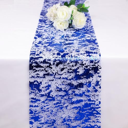 Royal Blue Table Runner, Glitter Metallic Foil Mesh Roll 49 Feet