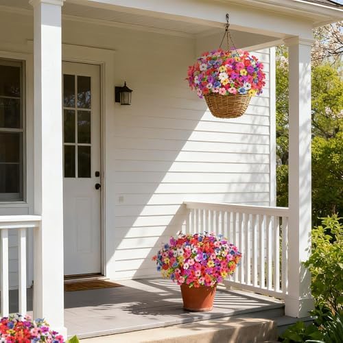 16PCS UV Resistant Artificial Flowers for Outdoors, Mix 8 Colors