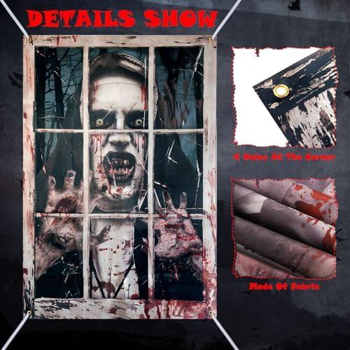 Halloween Window Decorations Scary Vampire Decor, 32" x 47"