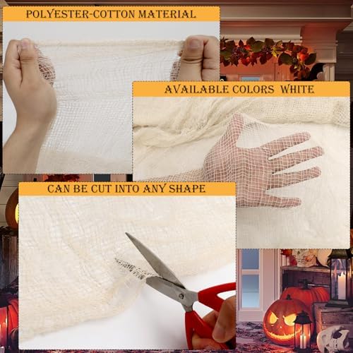 320 x 80 in Halloween Creepy Cloth for Yard and Outdoor Decorations,Beige