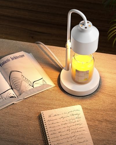 Electric Candle Warmer Lamp White, Candle Lamp Warmer with Timer, Wax Warmer Lamp for Jar Candles, Adjustable Height
