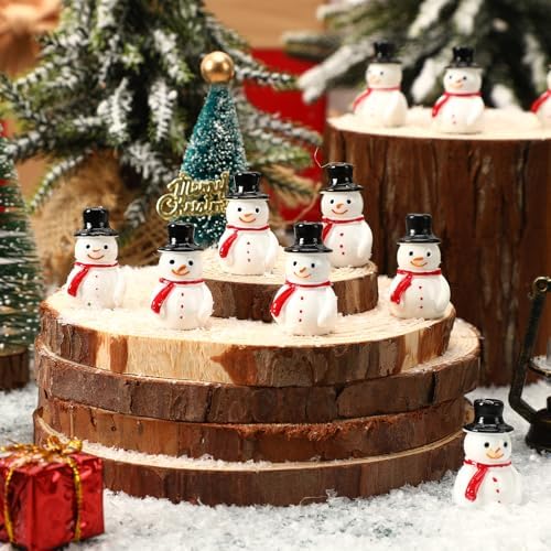 60 Pcs Mini Snowman Figurines Tiny Snowmen for Christmas Crafts