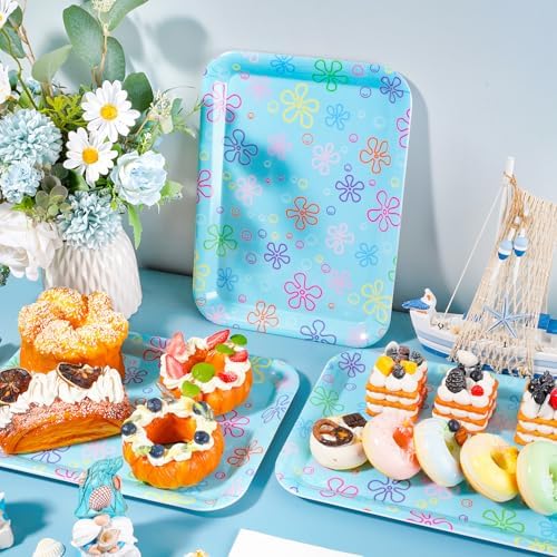 JarThenaAMCS 3Pcs Cartoon Sponge Serving Trays Under the Sea Flower Bubble Reusable Serving Dishes Melamine Platter Party Decoration for Ocean Birthday Party Sharing Snacks Fruit Dessert, 13 x 10 Inch