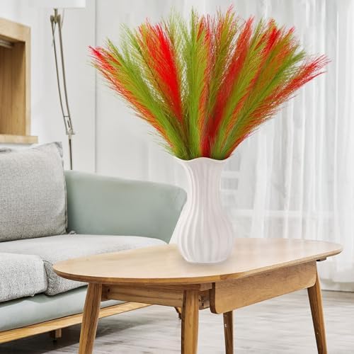 Faux Red Green Pampas 30PCS 17" for Christmas Floral Fillers