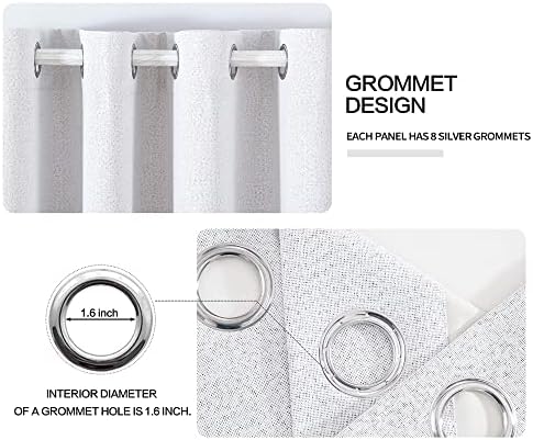MIULEE 100% Blackout Linen Curtains for Bedroom 52x90 Inches Grayish White